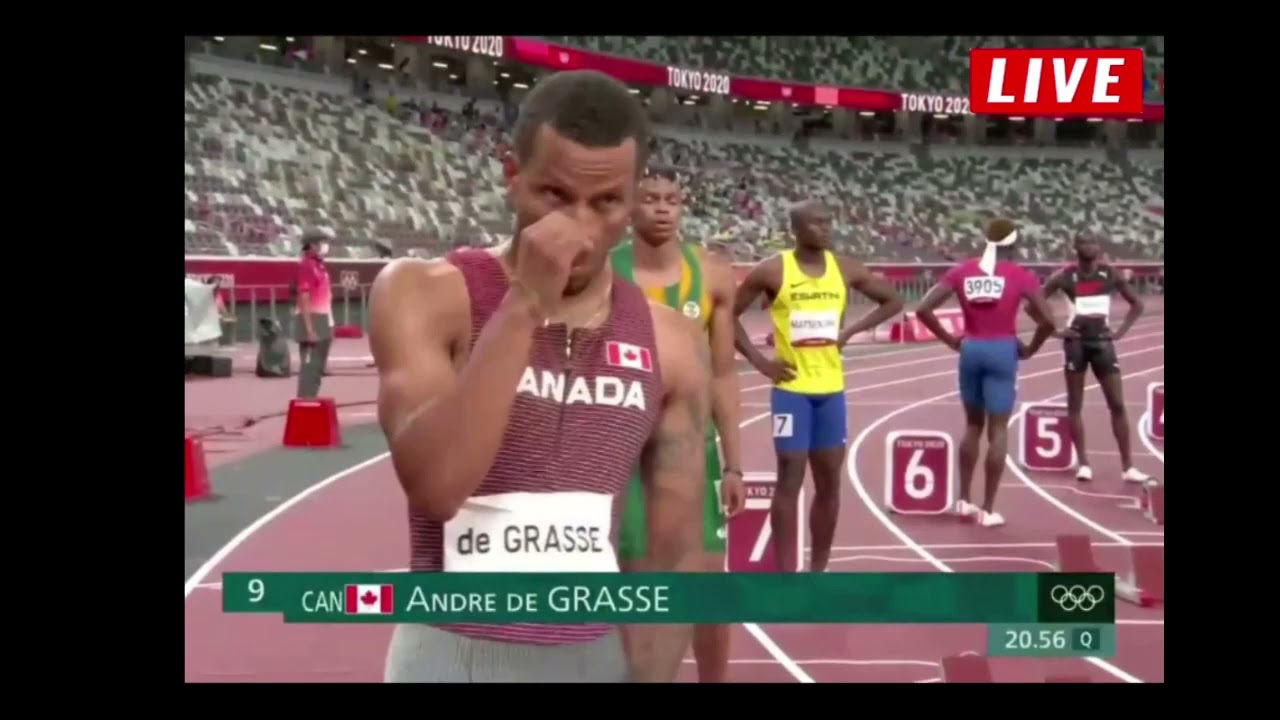 men's 200m semifinals 3 Andre de Grasse vs Kenny bednarek Tokyo 2021