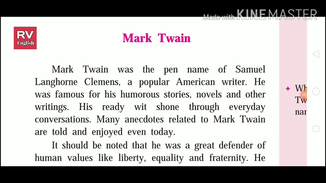 Mark Twain part 1| 9th standard English lesson | Marathi explanation