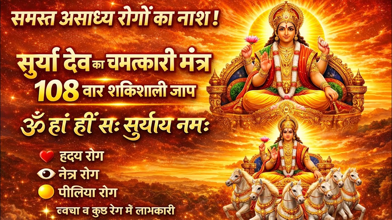 सिर्फ 1 बार सुन लें! सूर्य देव का चमत्कारी मंत्र | समस्त रोगों का नाश! 108 बार सूर्य मंत्र जाप 
