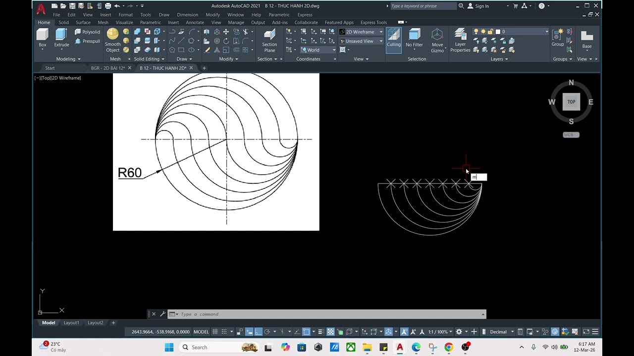 Bài 12 | Bài Tập Thực Hành AutoCAD 2D Cơ Bản Cho Người Mới Bắt Đầu