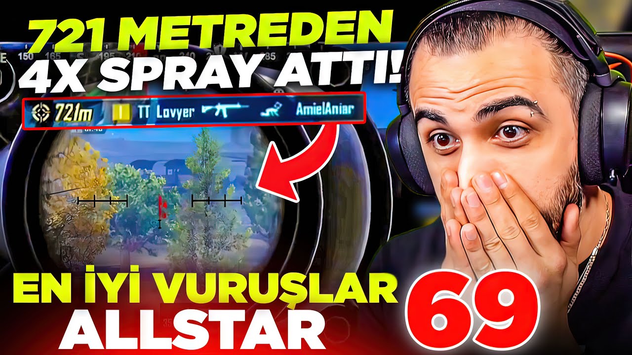 4X İLE 721 METREDEN SPRAY ATTI!! İMKANSIZ OLAY 😱 EN İYİ VURUŞLAR ALLSTAR #69 | PUBG MOBILE