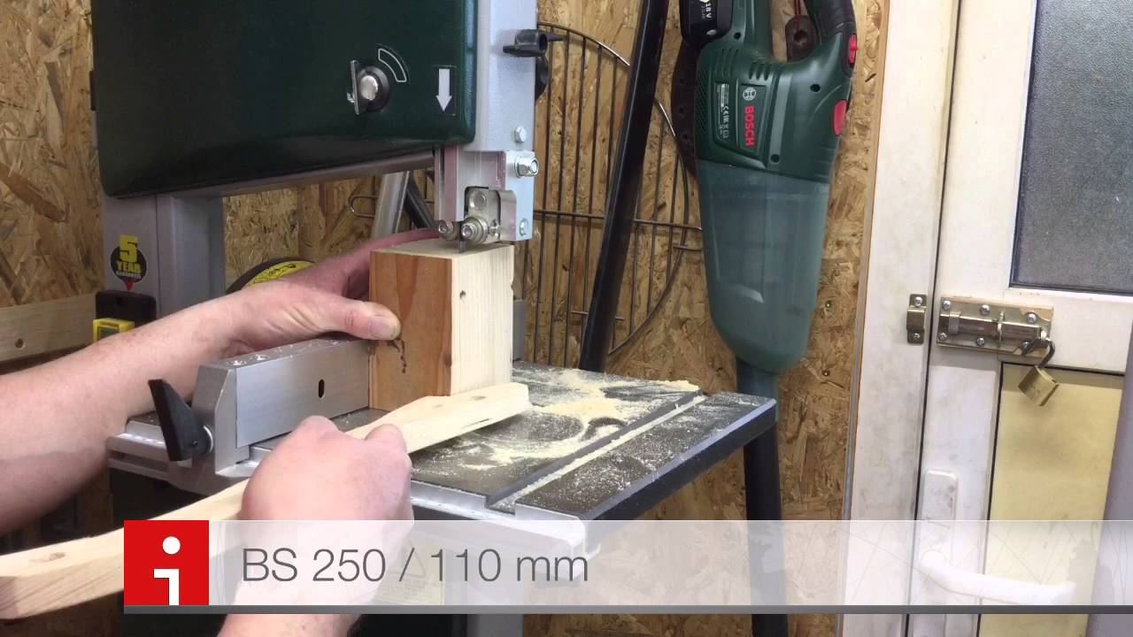 Record Power BS 300 E, Vergleichstest, Hartholz und Sägebandwechsel
