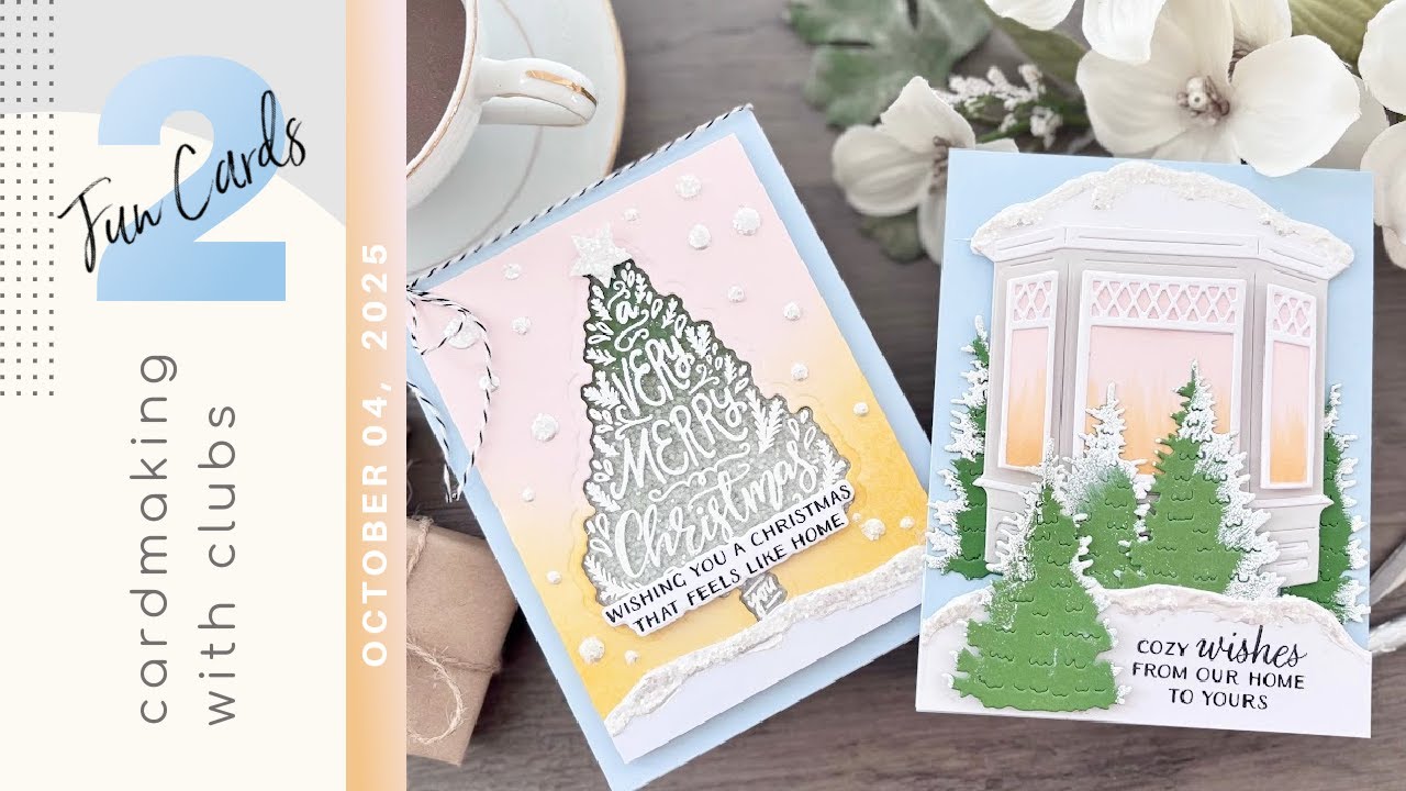 Рождественские открытки: вдохновение от Spellbinders, октябрь 2025 | Большой штамп и прозрачный ш...