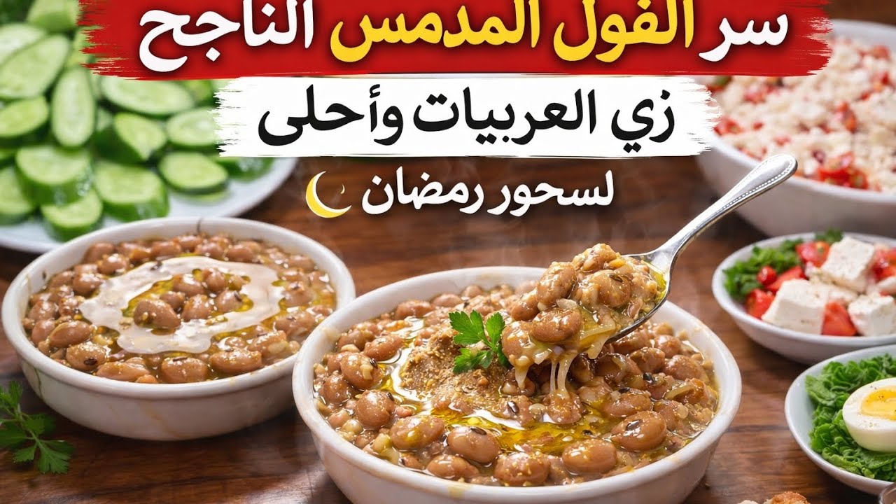سر الفول المدمس الناجح في البيت لسحور رمضان #طريقه_الفول_المدمس| مطبخ أمل عثمان٢٠٢٦