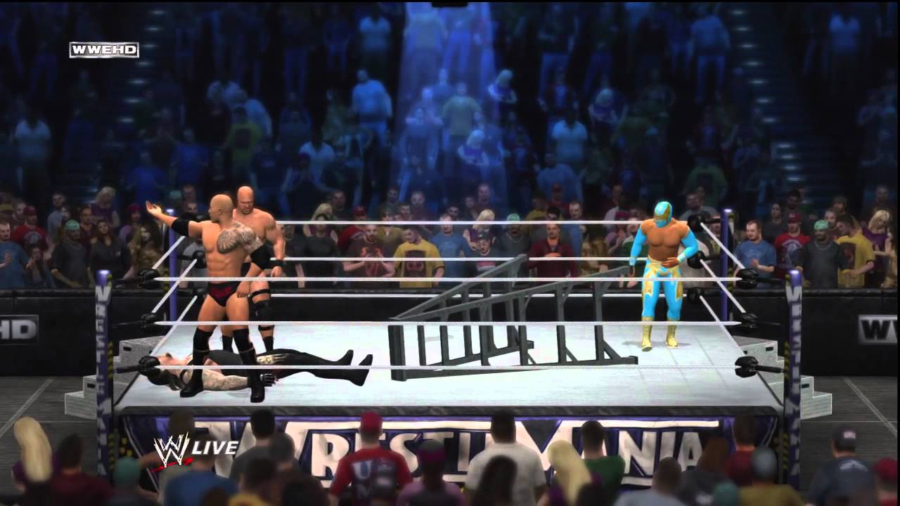 WWE 12 ONLINE - Awesome Rock Bottom off a Ladder