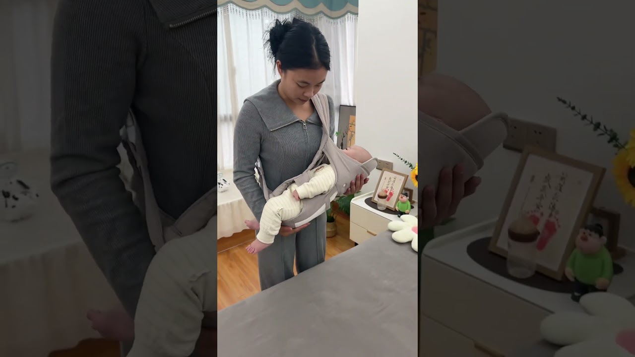 This baby carrier is so practical! You can hold it horizontally or vertically, and it's also great