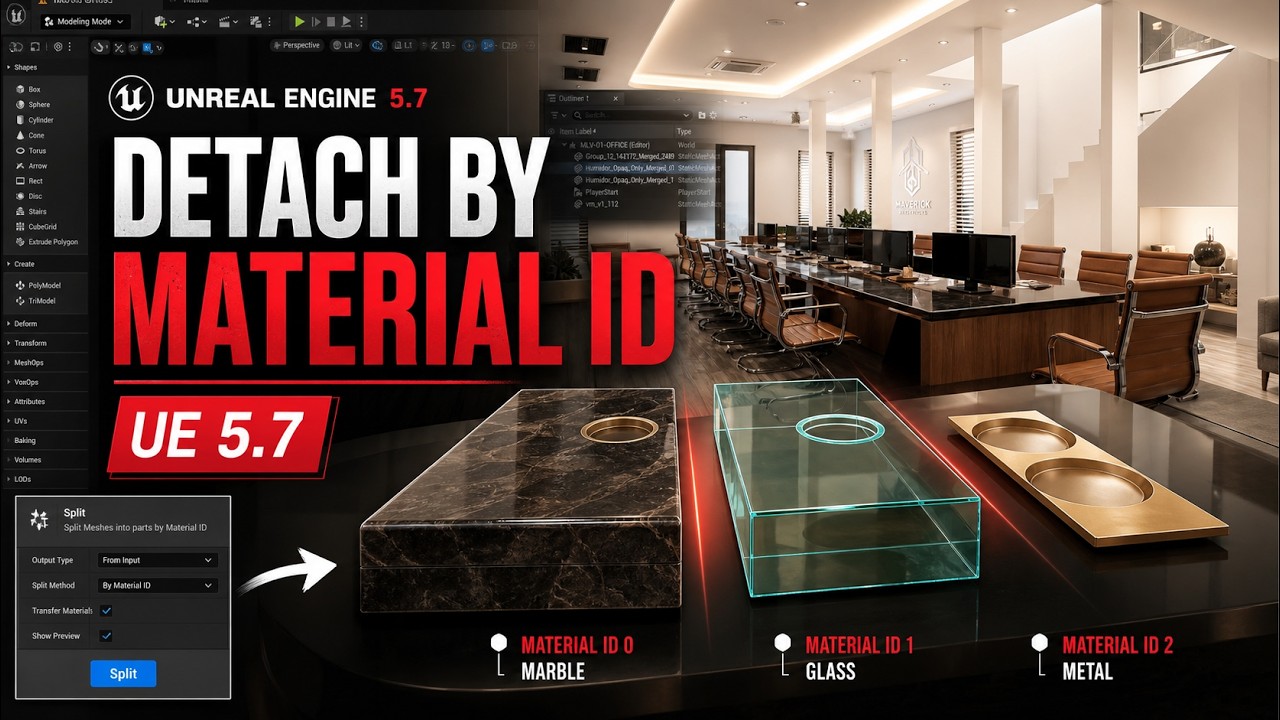 Detach Objects by Material ID in Unreal Engine 5.7 | Fast Archviz Workflow