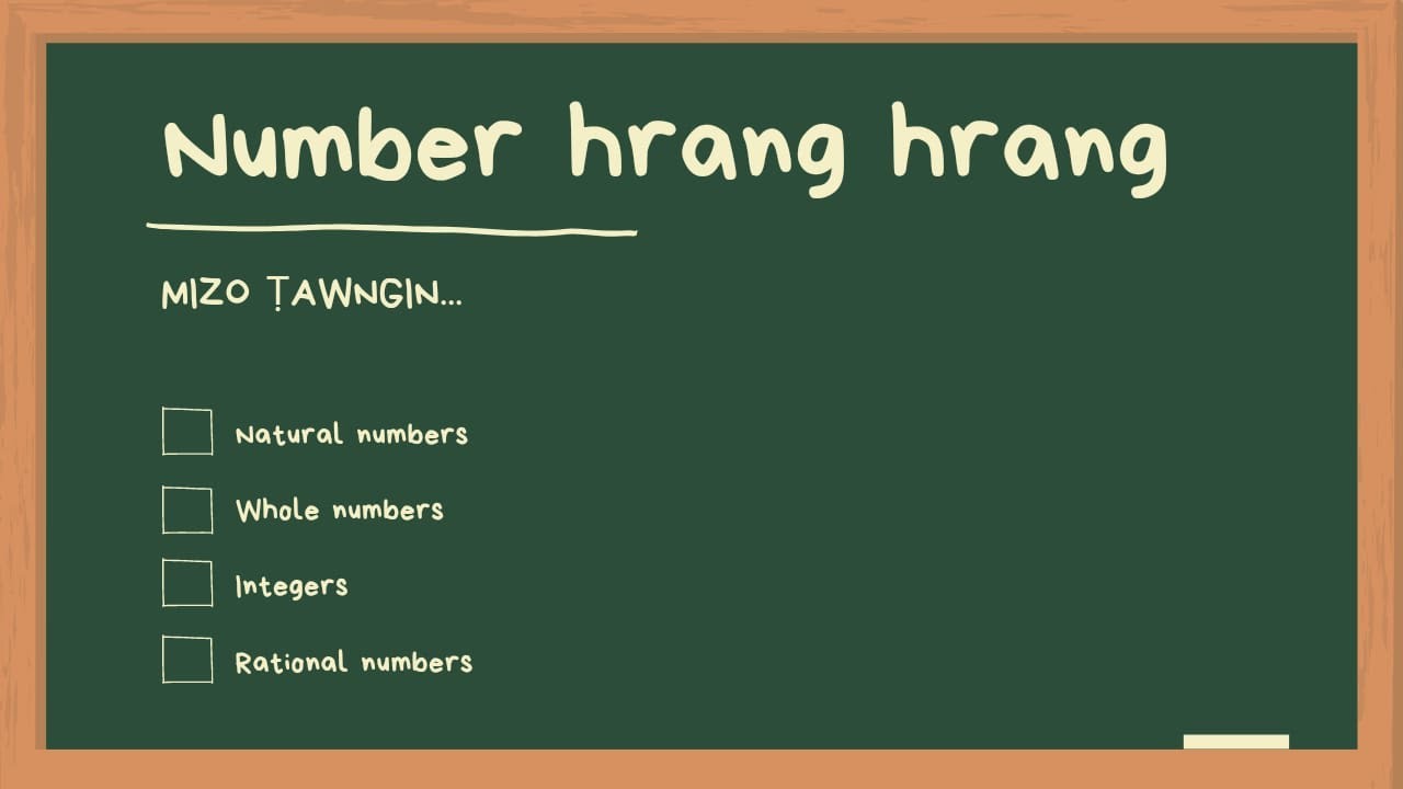 Natural numbers, Whole numbers, Integers & Rational numbers Mizo tawngin.