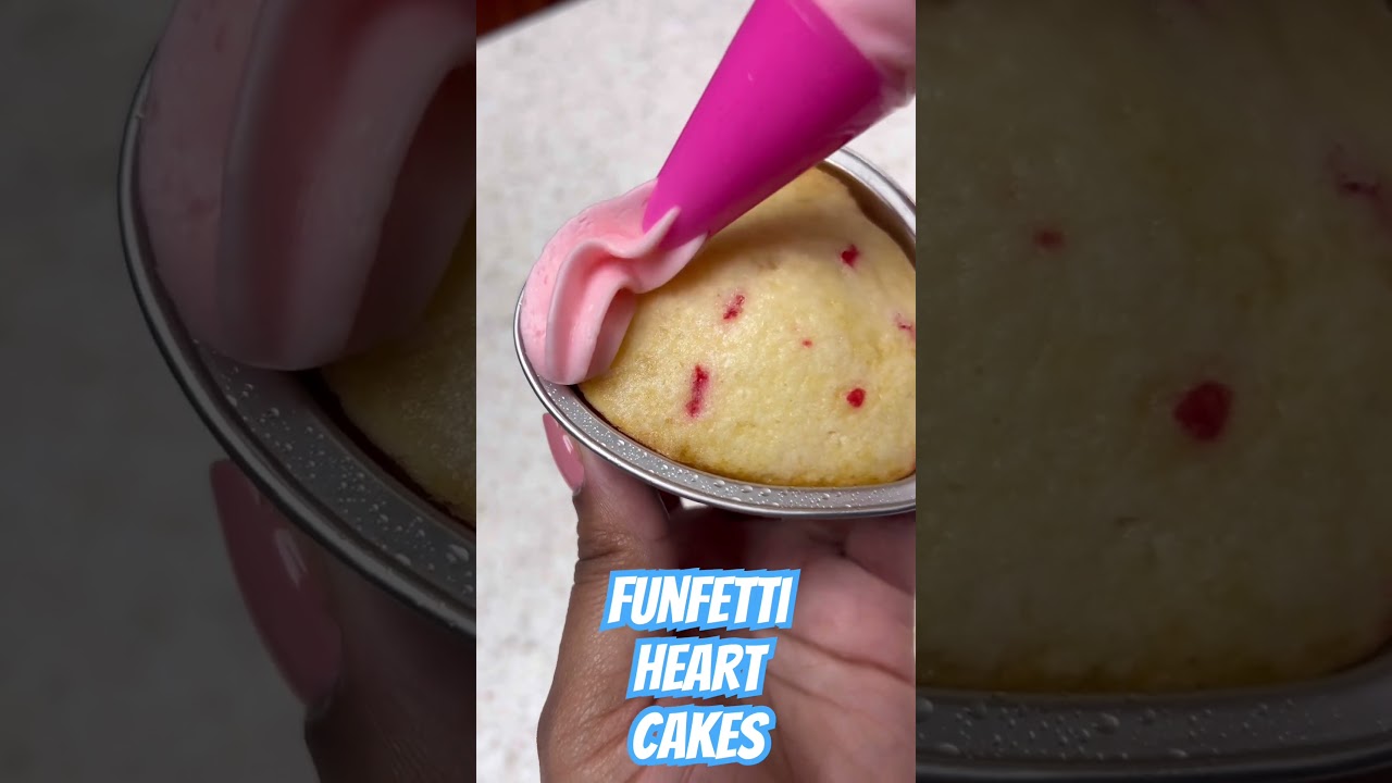 Funfetti Mini Heart Cakes😍😍 #cakemix #heartcake #mini #valentinesday
