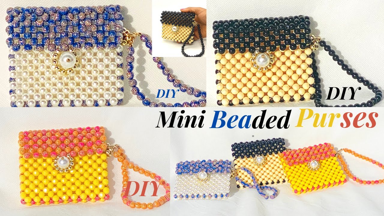 HOW TO MAKE MINI PURSES// HOW TO MAKE A  BEADED CARD HOLDER/ /COIN PURSE// DIY  BEADED MINI PURSES