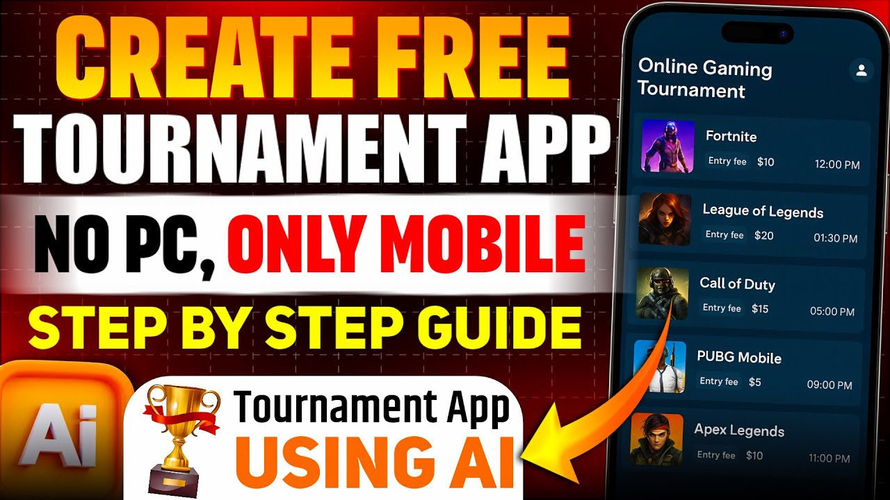 🔥 No PC Needed! Create Free Tournament App on Mobile | Full Admin & User Panel Setup ✅