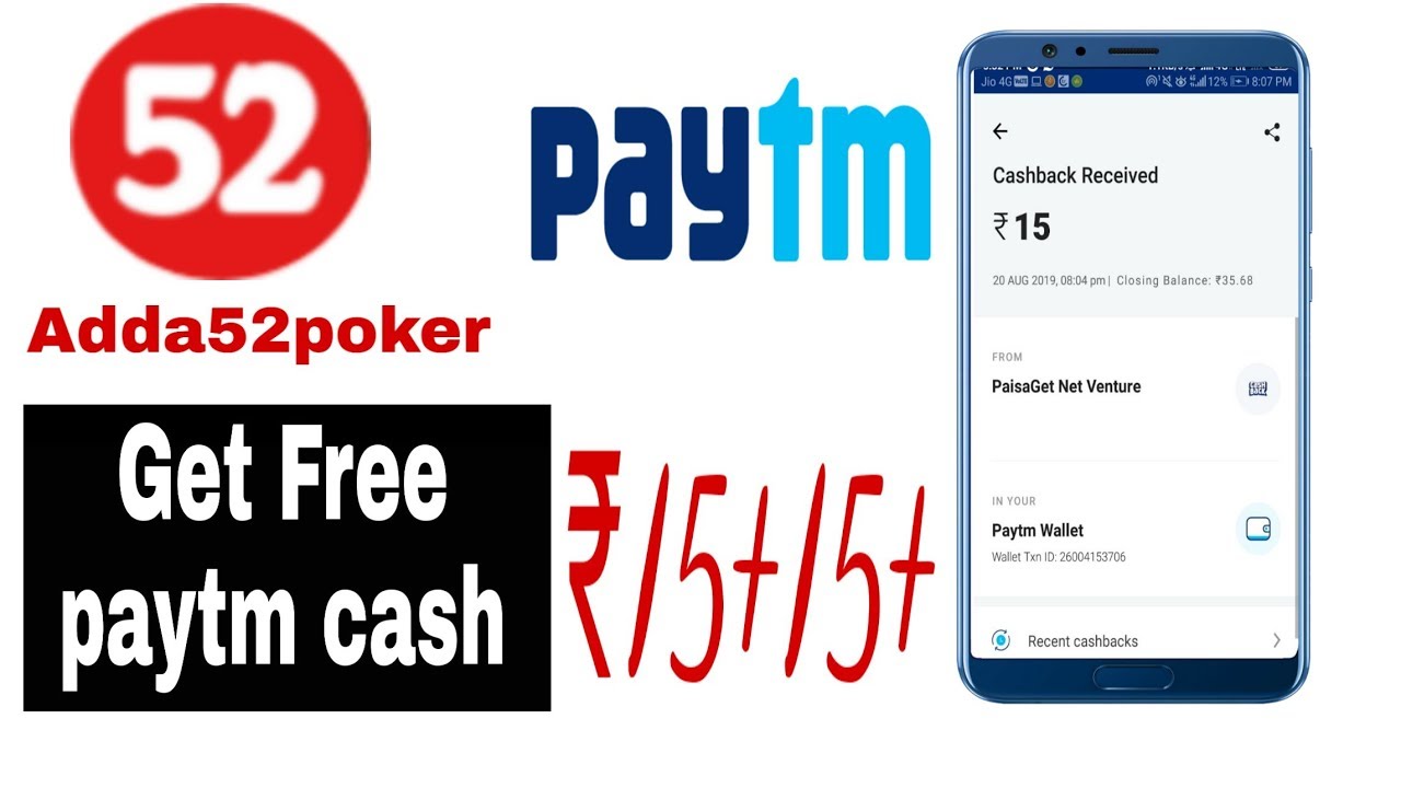 Adda52poker Get free paytmcash ₹15+₹15 for all users || adda52poker signup and earn free paytmcash