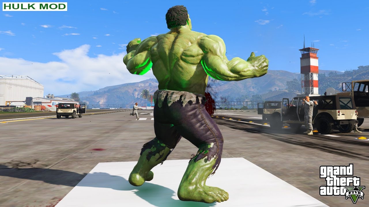GTA 5: Angry Hulk Destroying Los Santos Military Base!