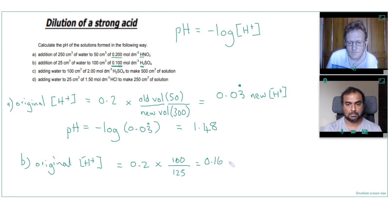 HOW TO FIND the pH of a DILUTED STRONG ACID
