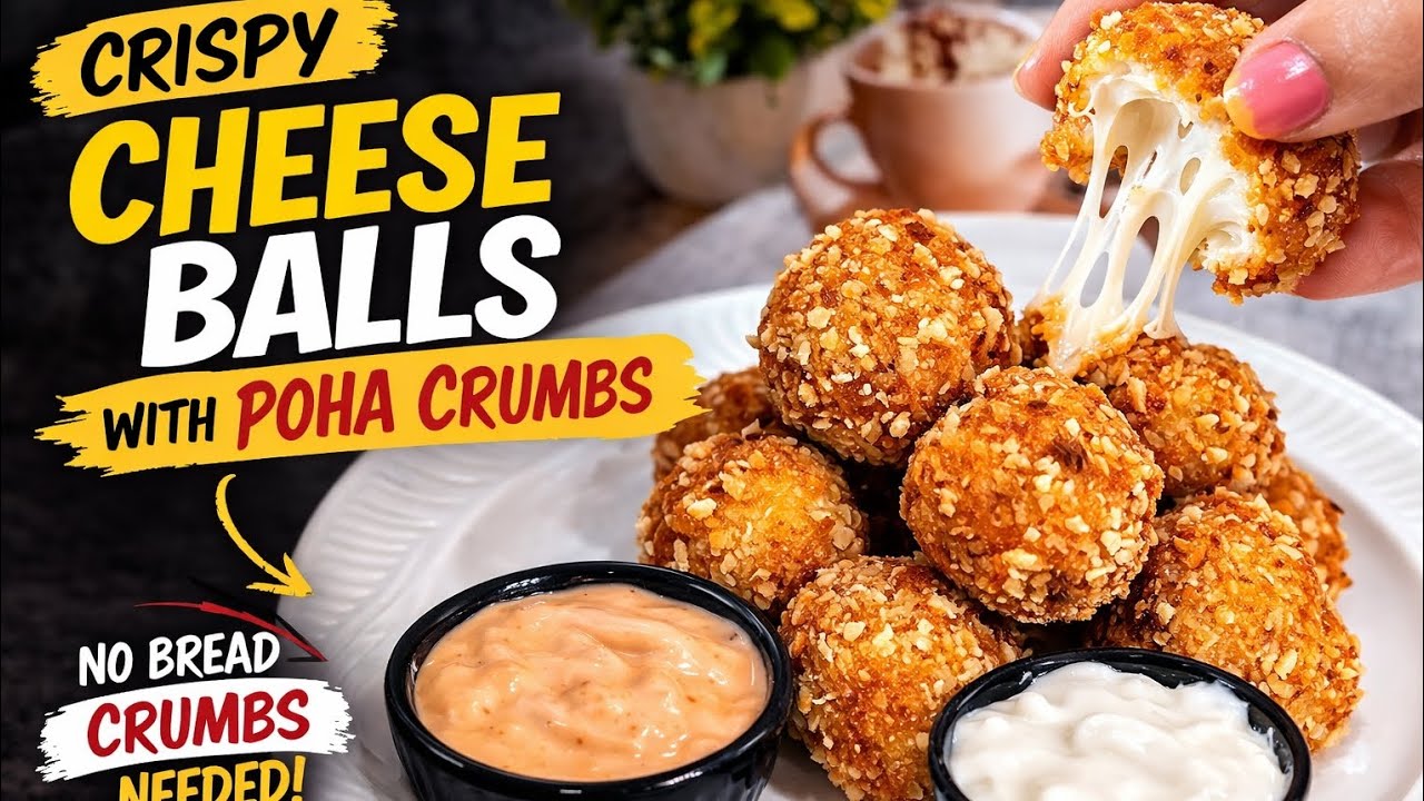 Cheese Balls Recipe |Crispy & CheesyCheese Balls |Home-made Poha Crumbs