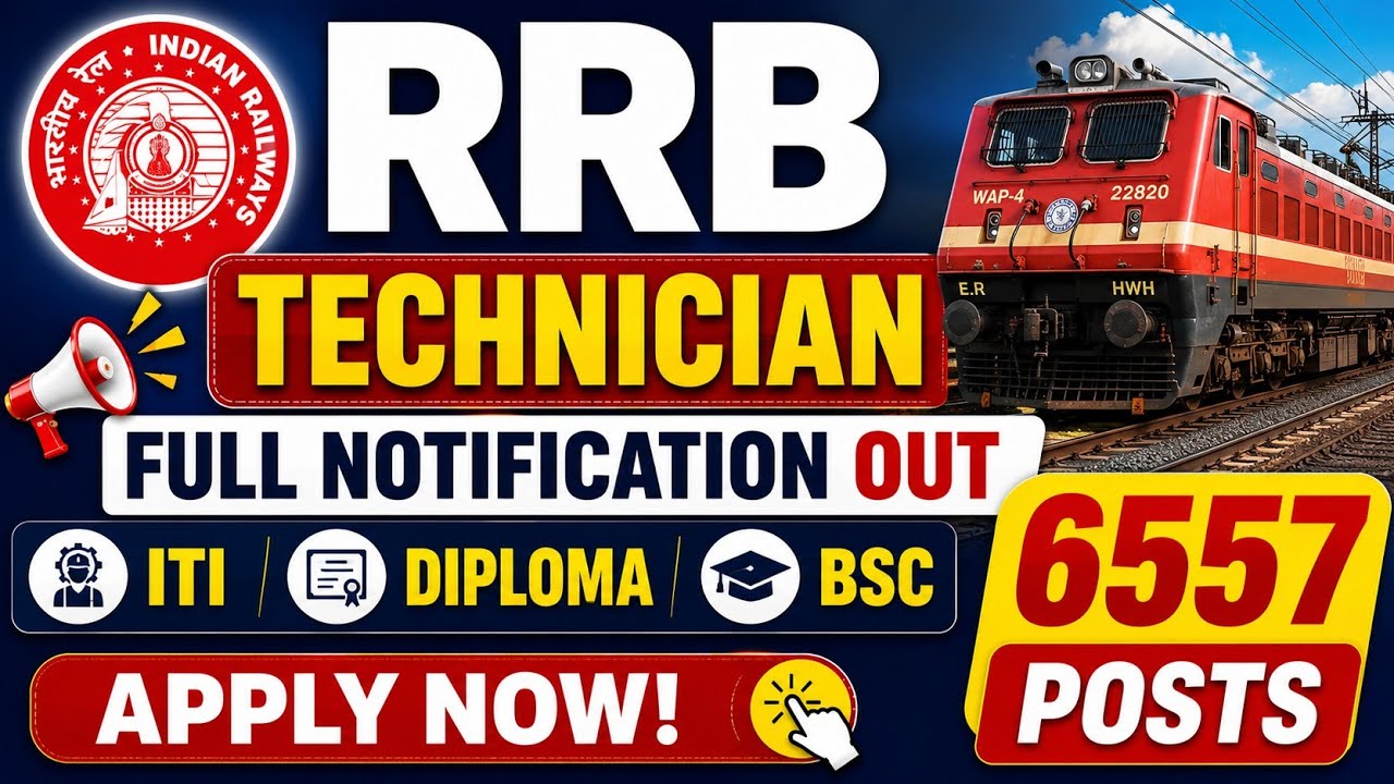 RRB Technician Full Notification 2026 Out | Railway Technician III ITI Latest Vacancy 2026 Out