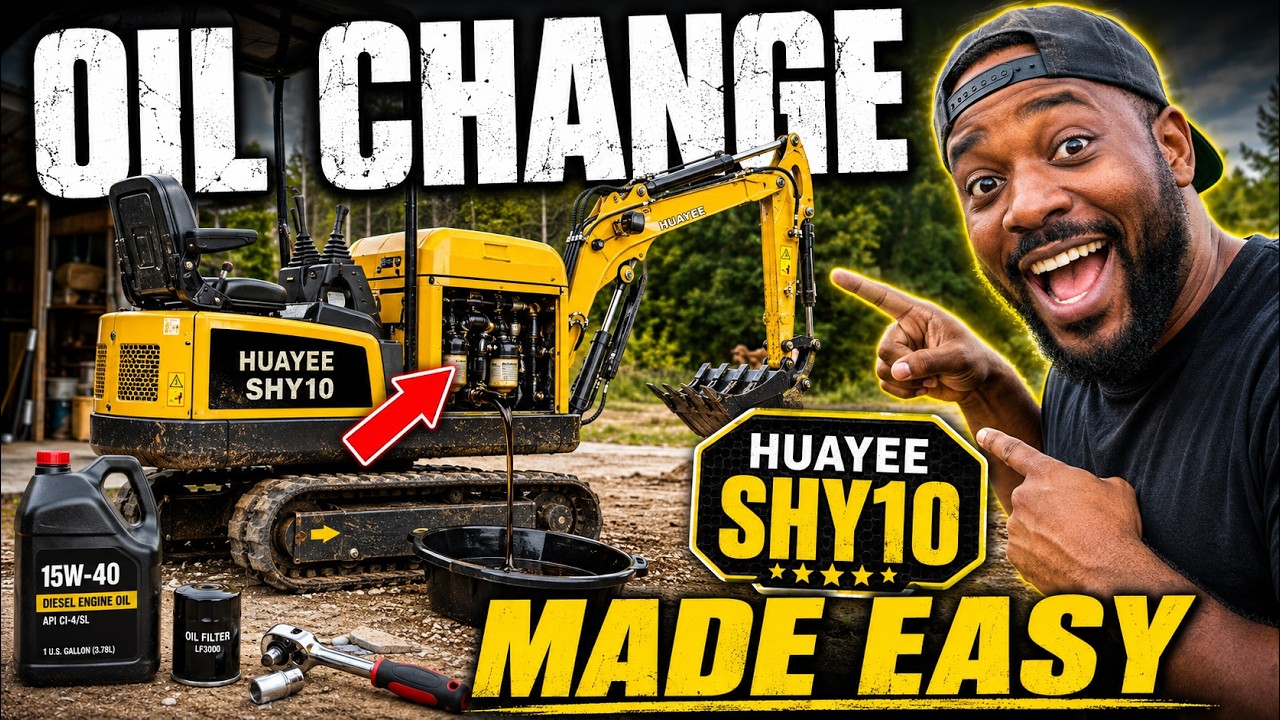 Замена масла на китайском мини-экскаваторе HUAYEE SHY10.