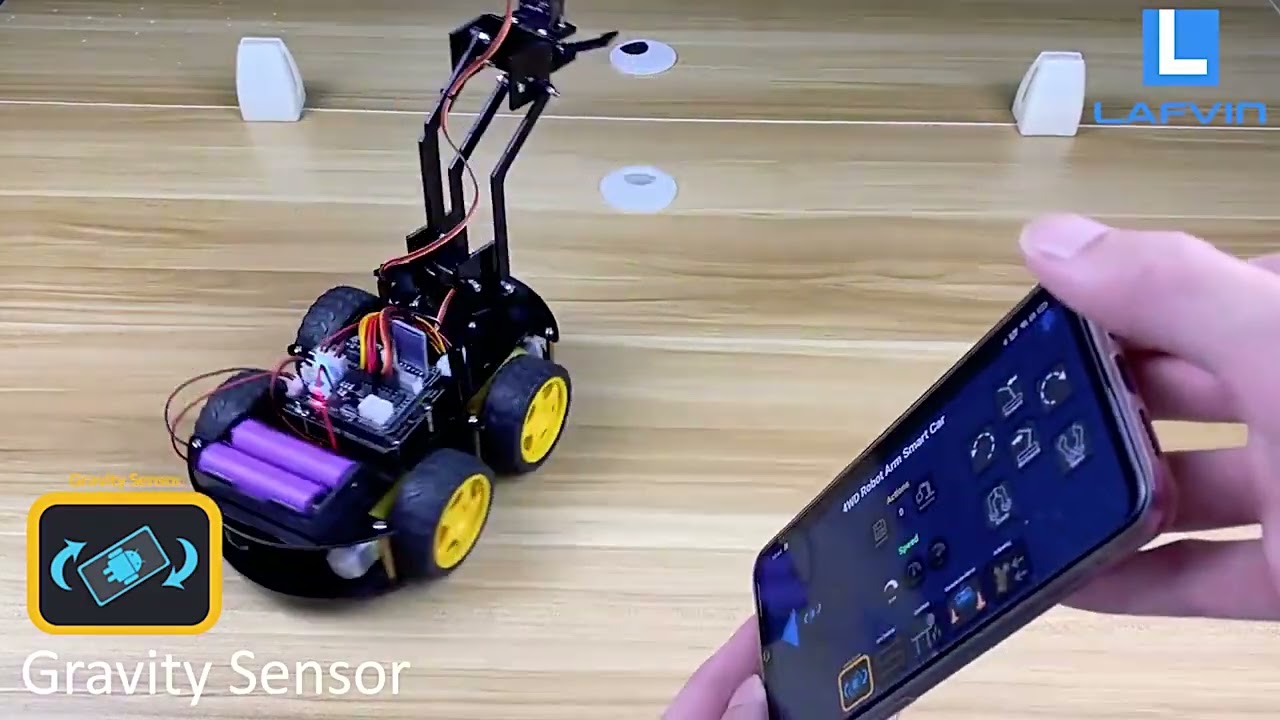 Lafvin 2 in 1 4WD Robot Car Mechanical Arm Learning Kit For Arduino R3 Robot Car Arm Robot