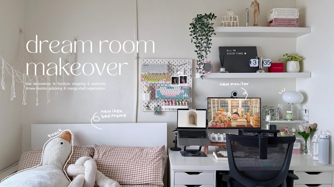 dream room makeover 2026 🌟 aesthetic bed, ikea furniture, monitor upgrade