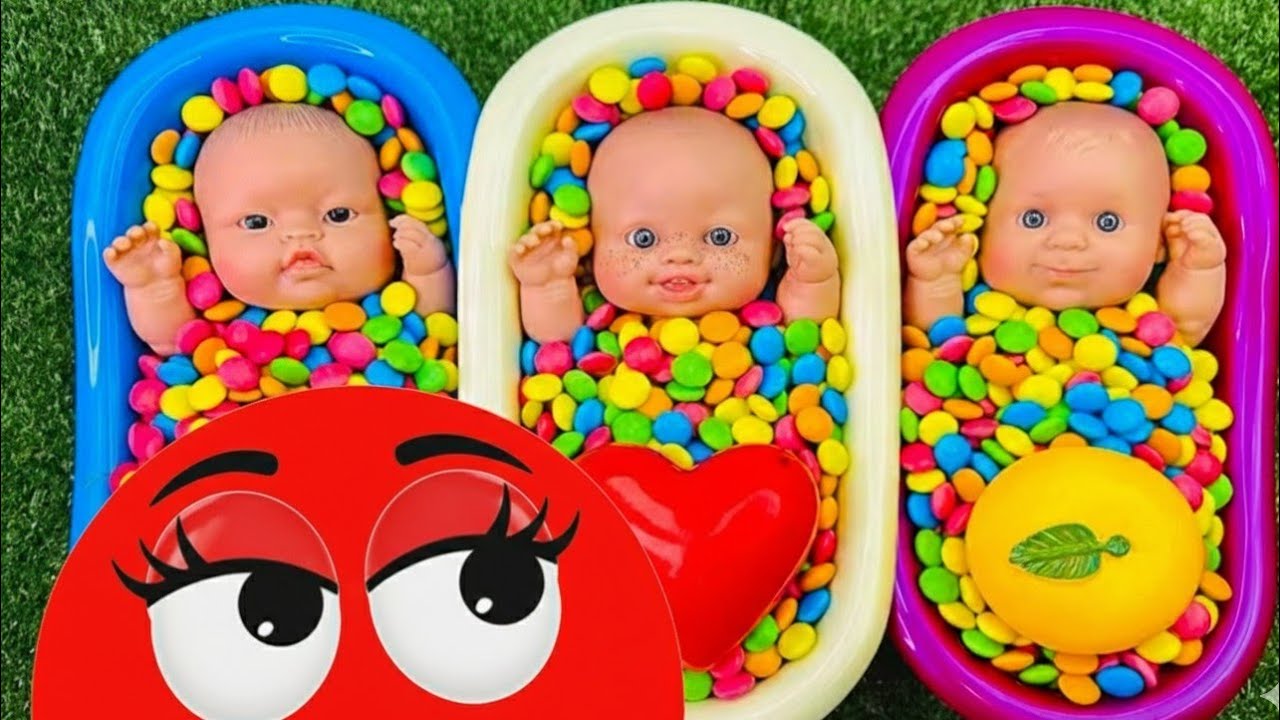 2 Minutes Satisfying Video | Mixing Funny Candy ASMR & Make Up in 3 Bathtubs with Baby Shark Slime