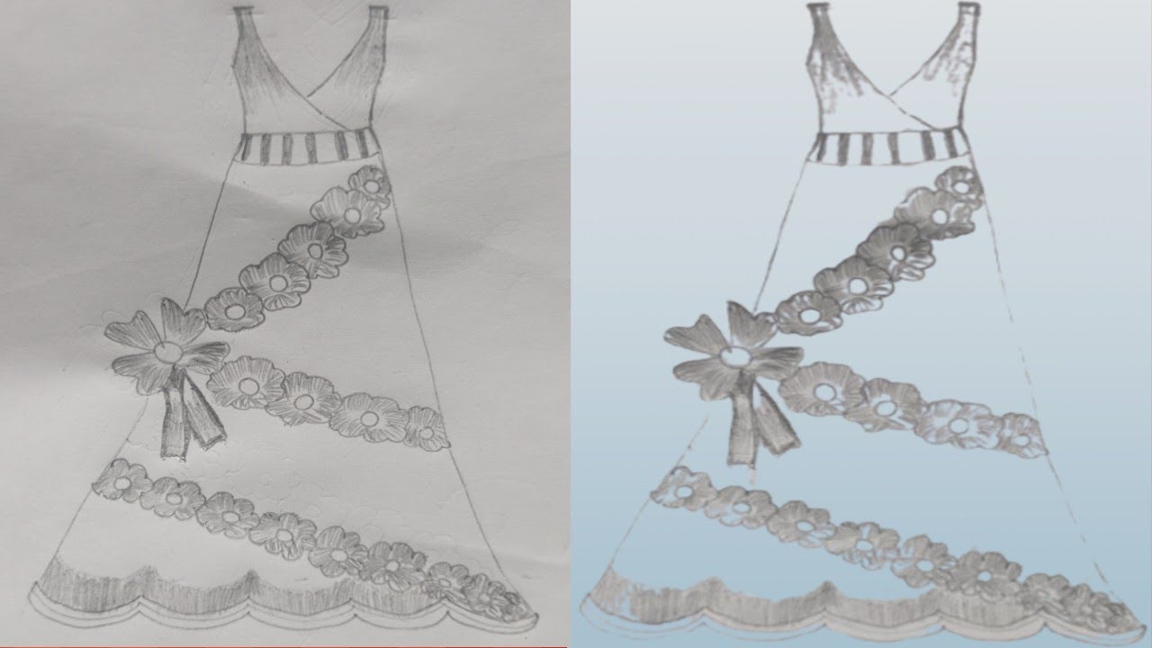 फ्रॉक ड्रॉइंग कैसे बनाएं //Beginners  Frock Drawing || How to Draw Frock with Pencil Sketch