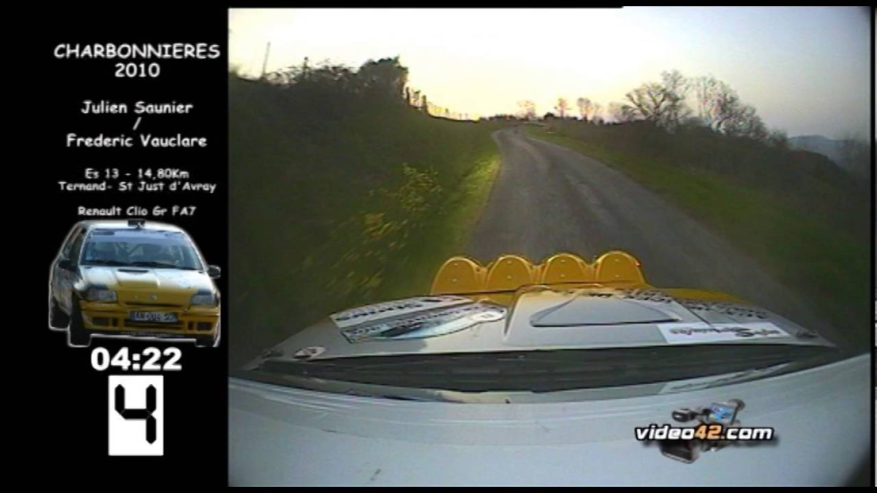 rallye Lyon Charbonnières 2010   Julien Saunier et Fred Vauclare camera embarquée Clio Williams