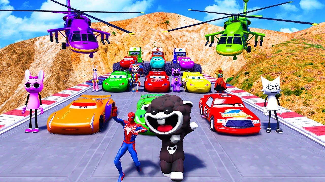 SPIDER-MAN Races Through Fire Hoops in GTA V! The Most Epic New Stunt Race!