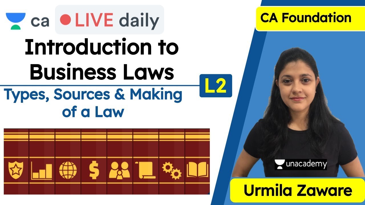 Introduction to Business Laws - L2 | CA Live Daily | Unacademy CA Foundation | Urmila Zaware