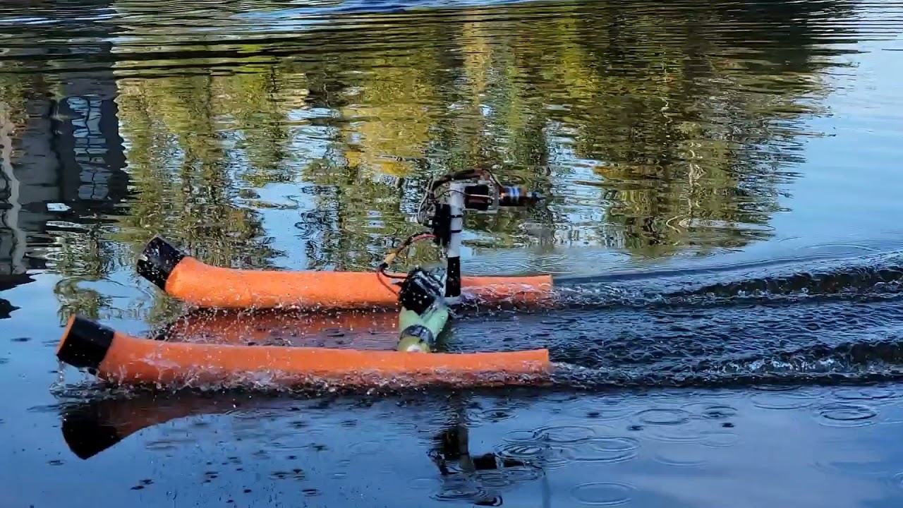 DIY RC Rescue airboat first run trial