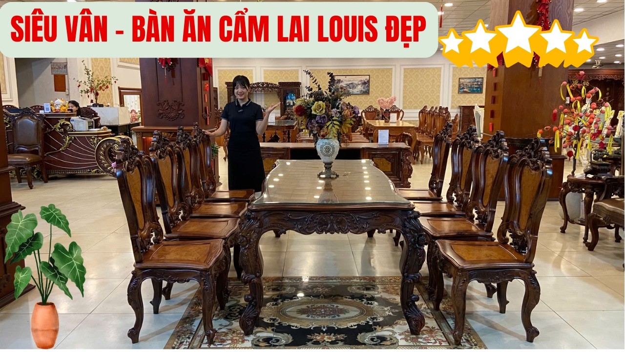 GIẢM 20 TRIỆU | BỘ BÀN ĂN LOUIS CẨM LAI CỔ ĐIỂN SANG TRỌNG