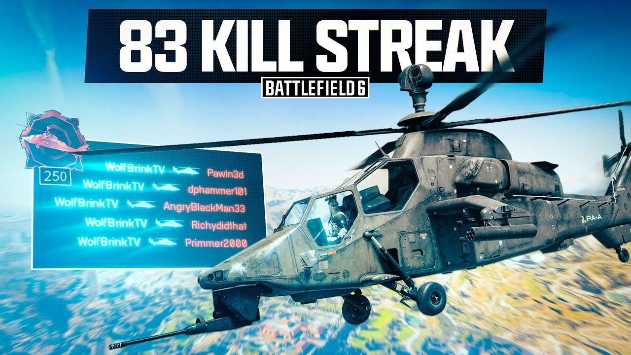 83–0 FLAWLESS Attack Helicopter Run 🔥 Pilot-Only Kills | #1 Damage Heli Pilot – Battlefield 6