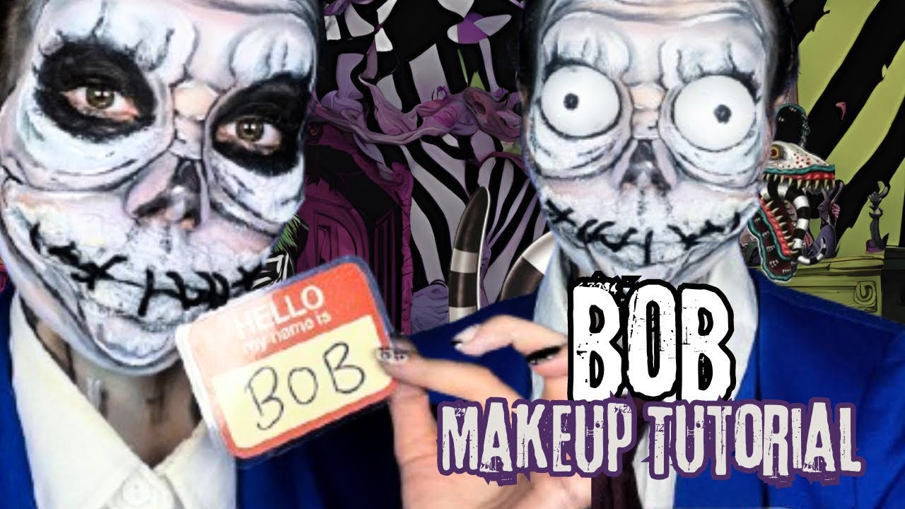 Beetlejuice BOB Makeup tutorial with  SFX sewed mouth shut tutorial