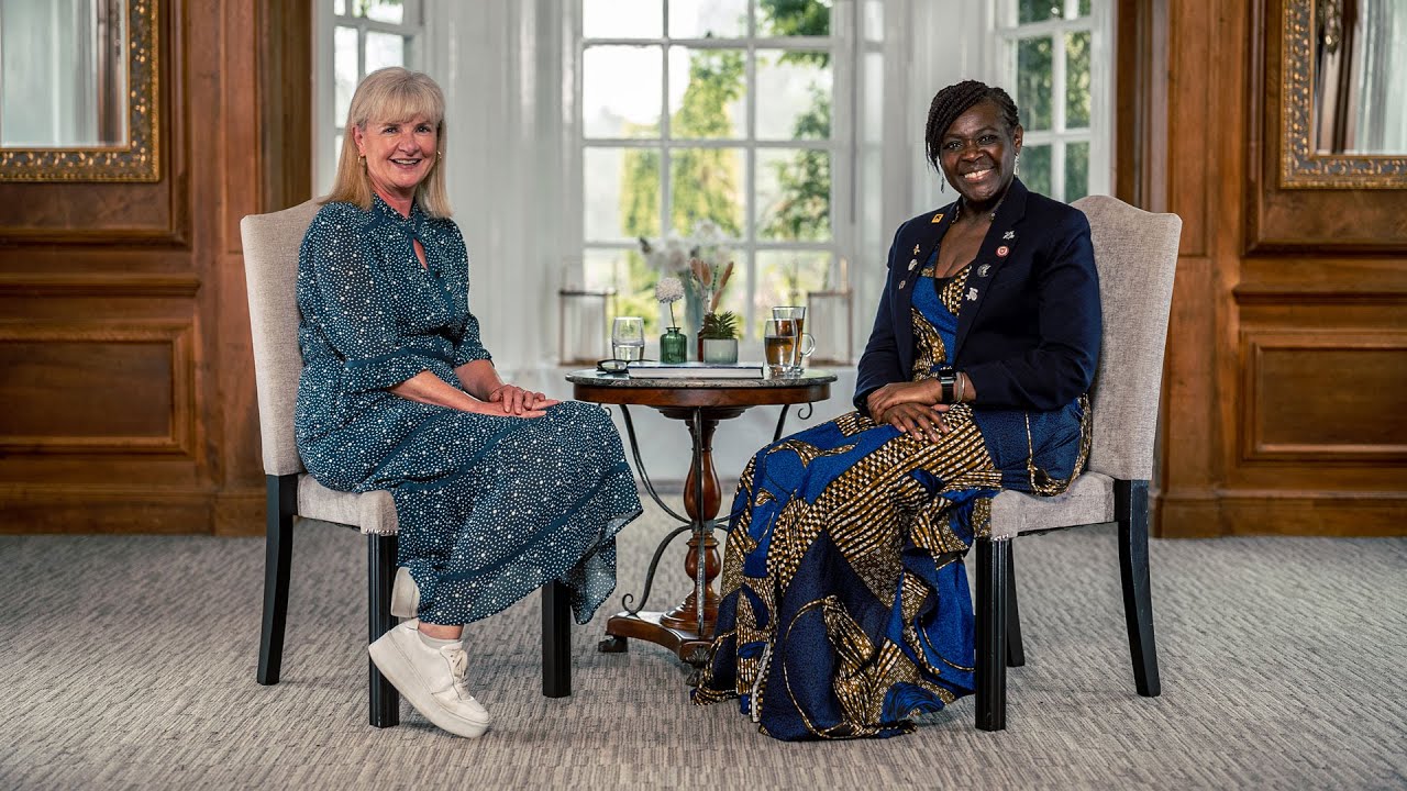 British event host Gaby Huddart interviews Dame Maggie Aderin-Pocock DBE