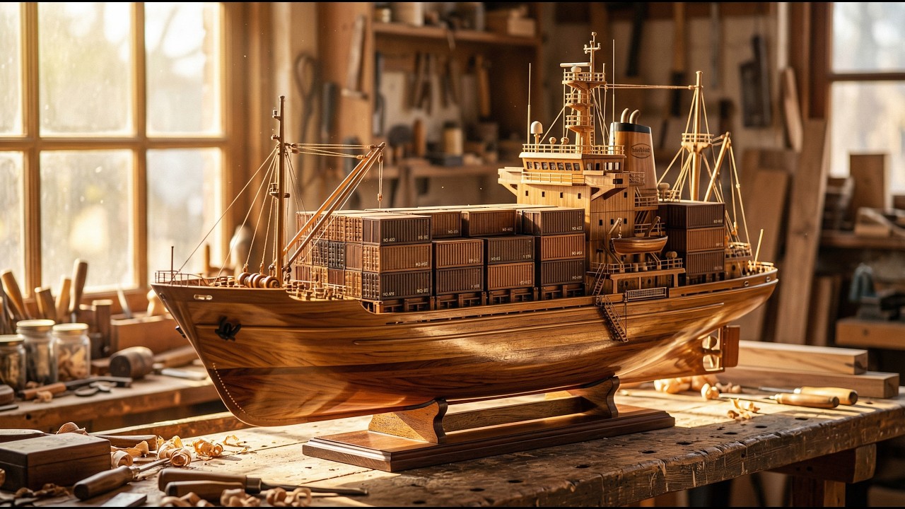 Building a Wooden Mini Container Ship Model from Scratch