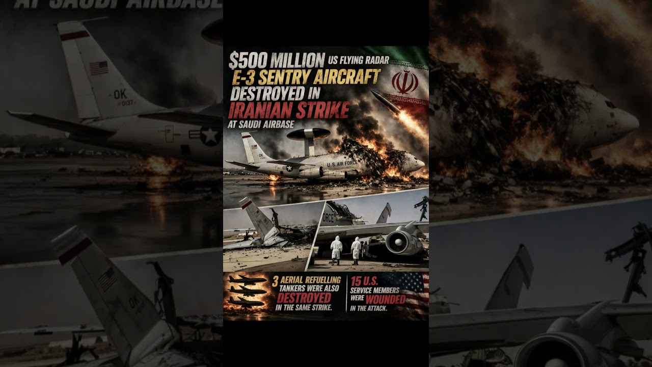 $500M US E-3 Sentry destroyed in Iranian strike at Saudi base, along with 3 tankers.