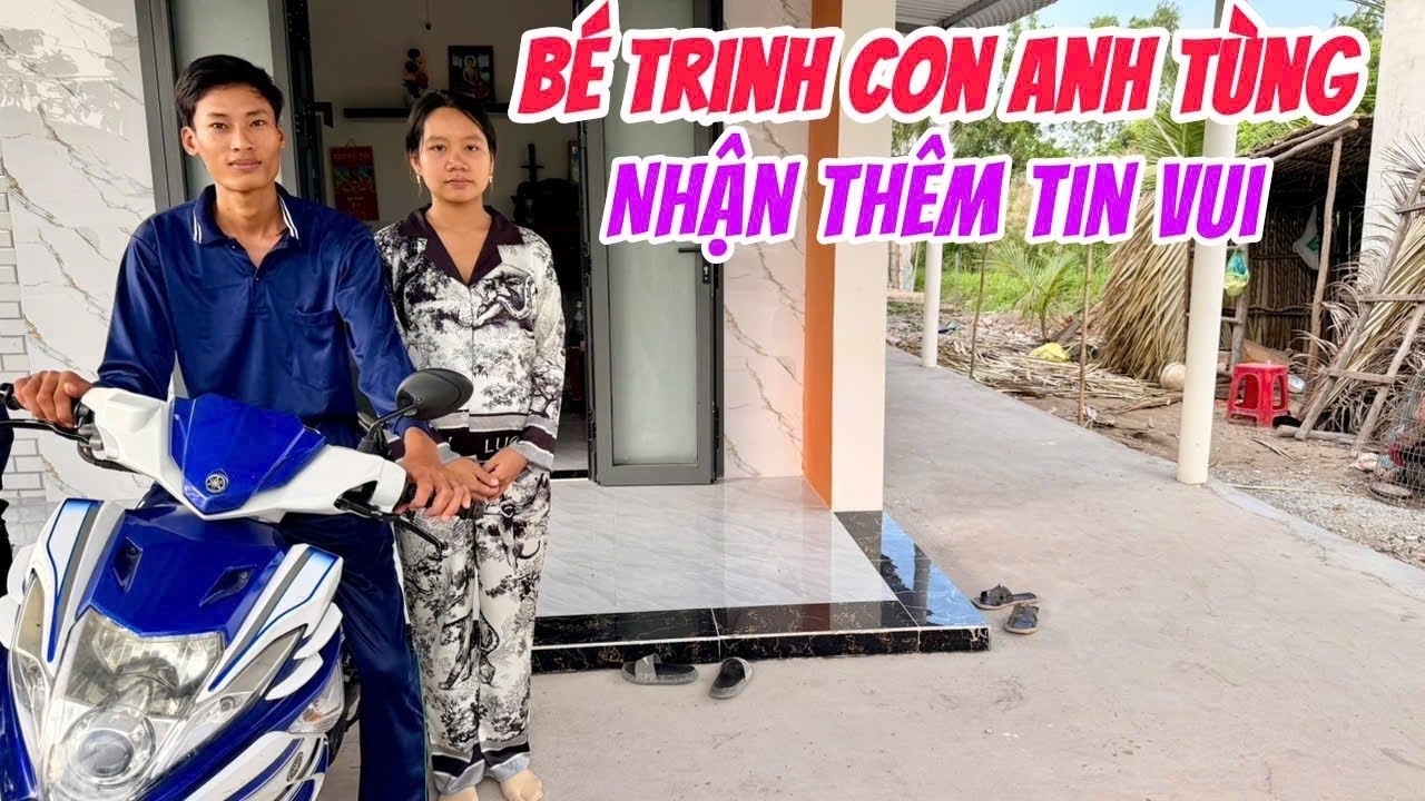 Bé Trinh con anh Tùng vui mừng được MTQ hỗ trợ 
