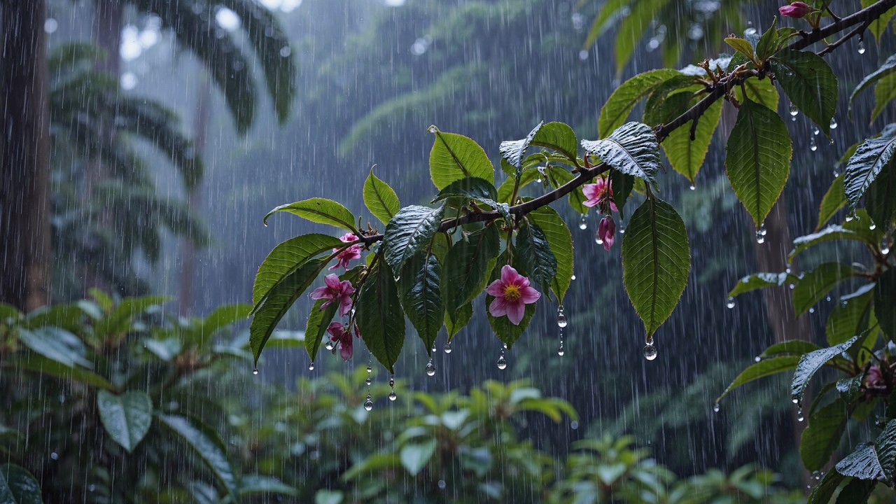 Overcome Stress To Sleep Instantly With Gentle Rain On Forest Leaves For Sleeping & Relaxing
