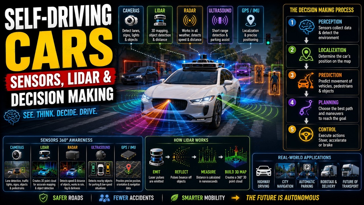 How Self-Driving Cars Work | Sensors, LiDAR & AI Decision Making 🚗🤖 | 3D DECODE