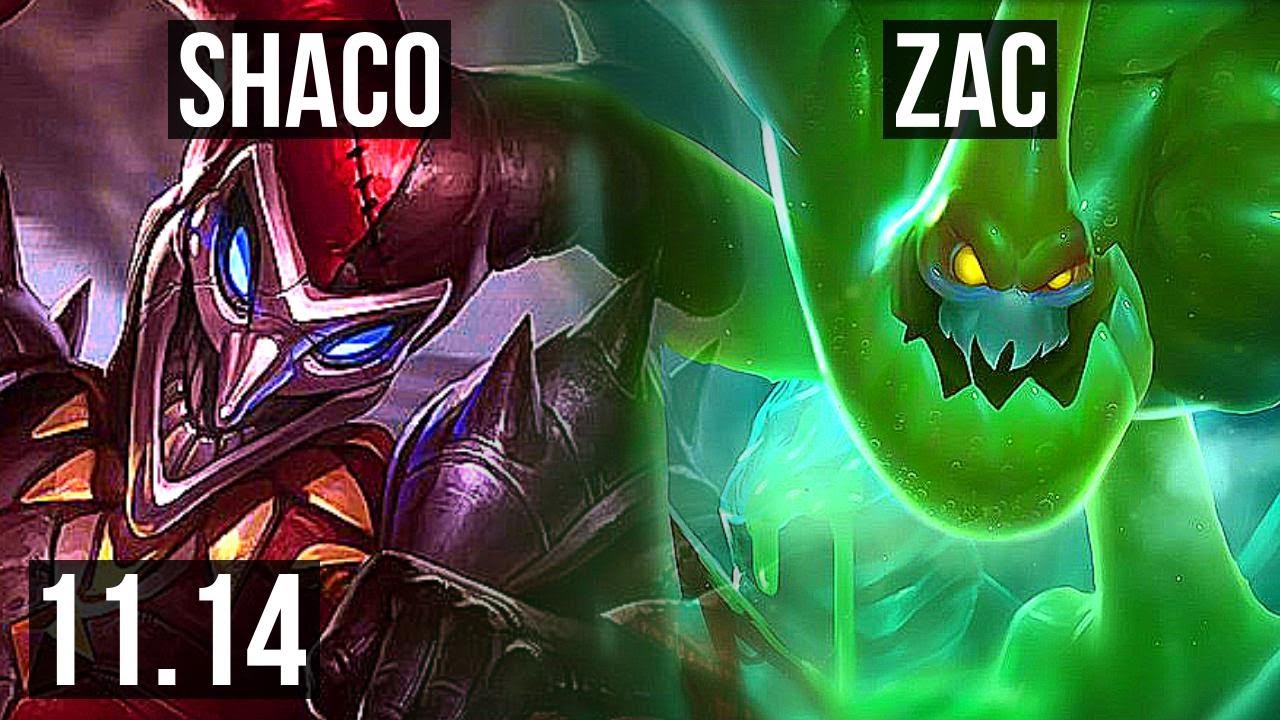 SHACO vs ZAC (JUNGLE) | 10/0/5, 1800+ games, 2.1M mastery, Legendary | EUW Master | v11.14