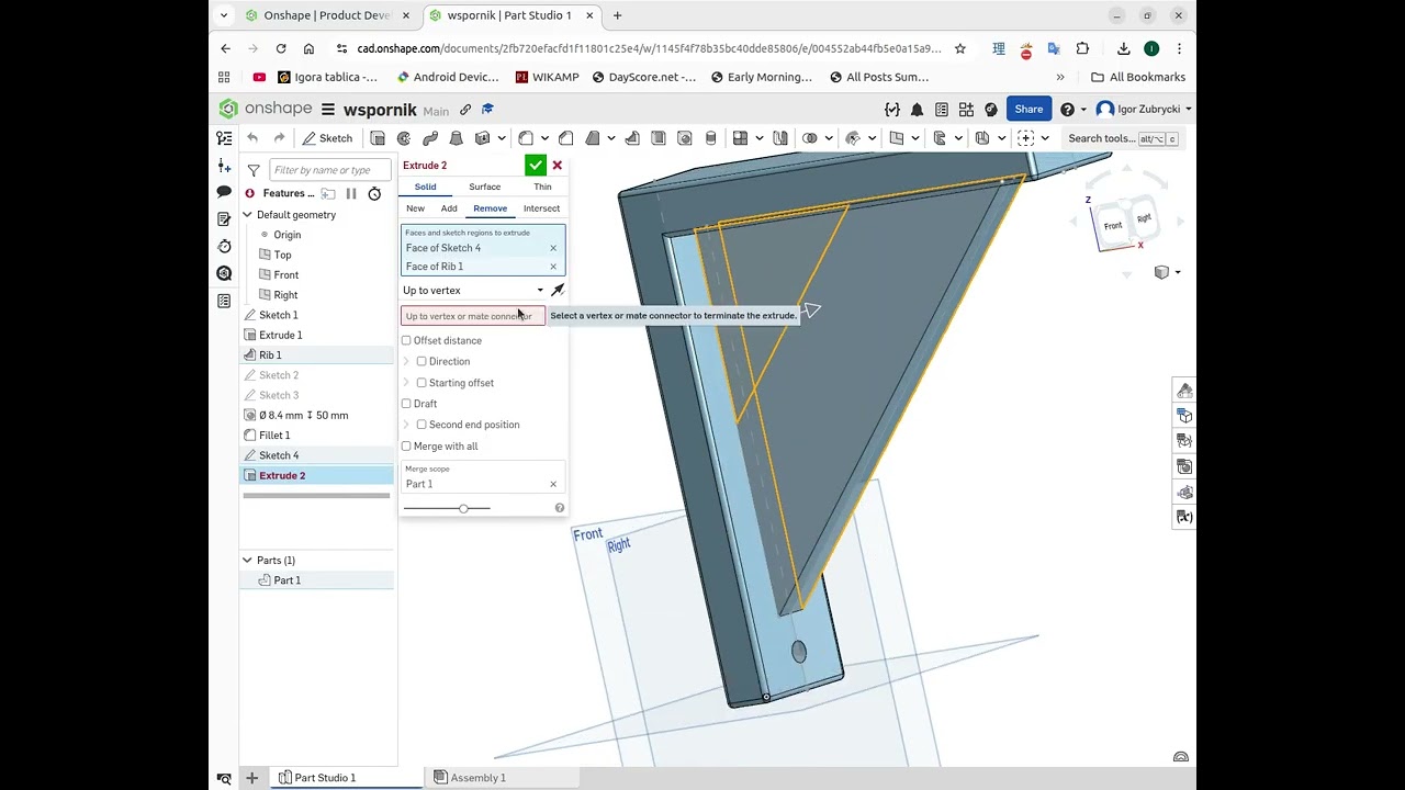 Poprawianie projektu Onshape