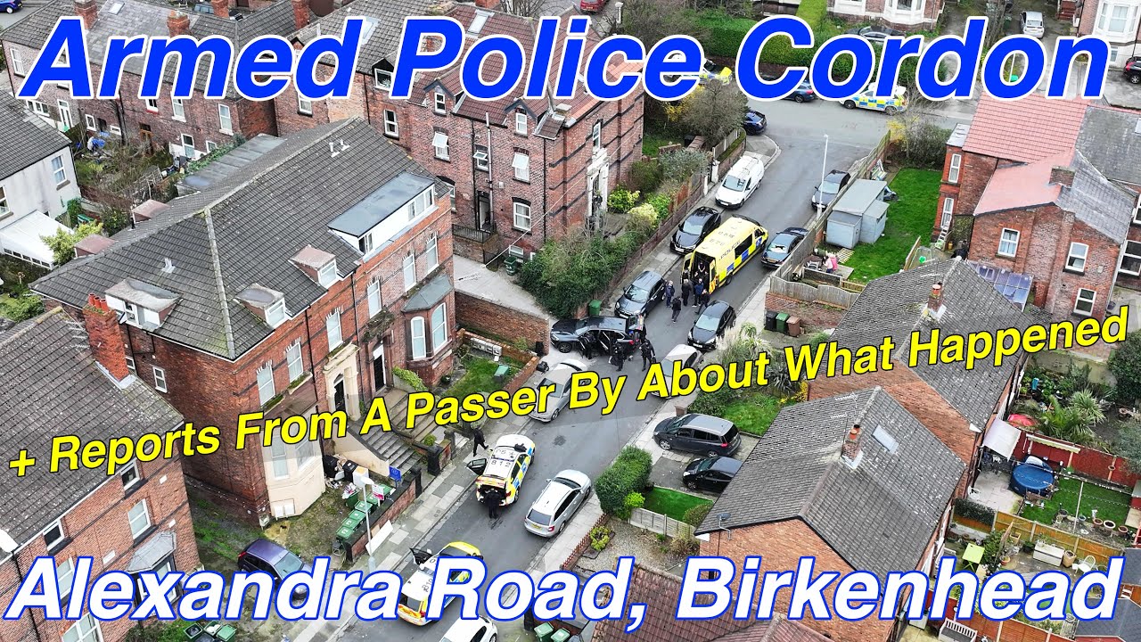 Alexandra Road, Birkenhead. Armed Police Cordon Off Road in Birkenhead