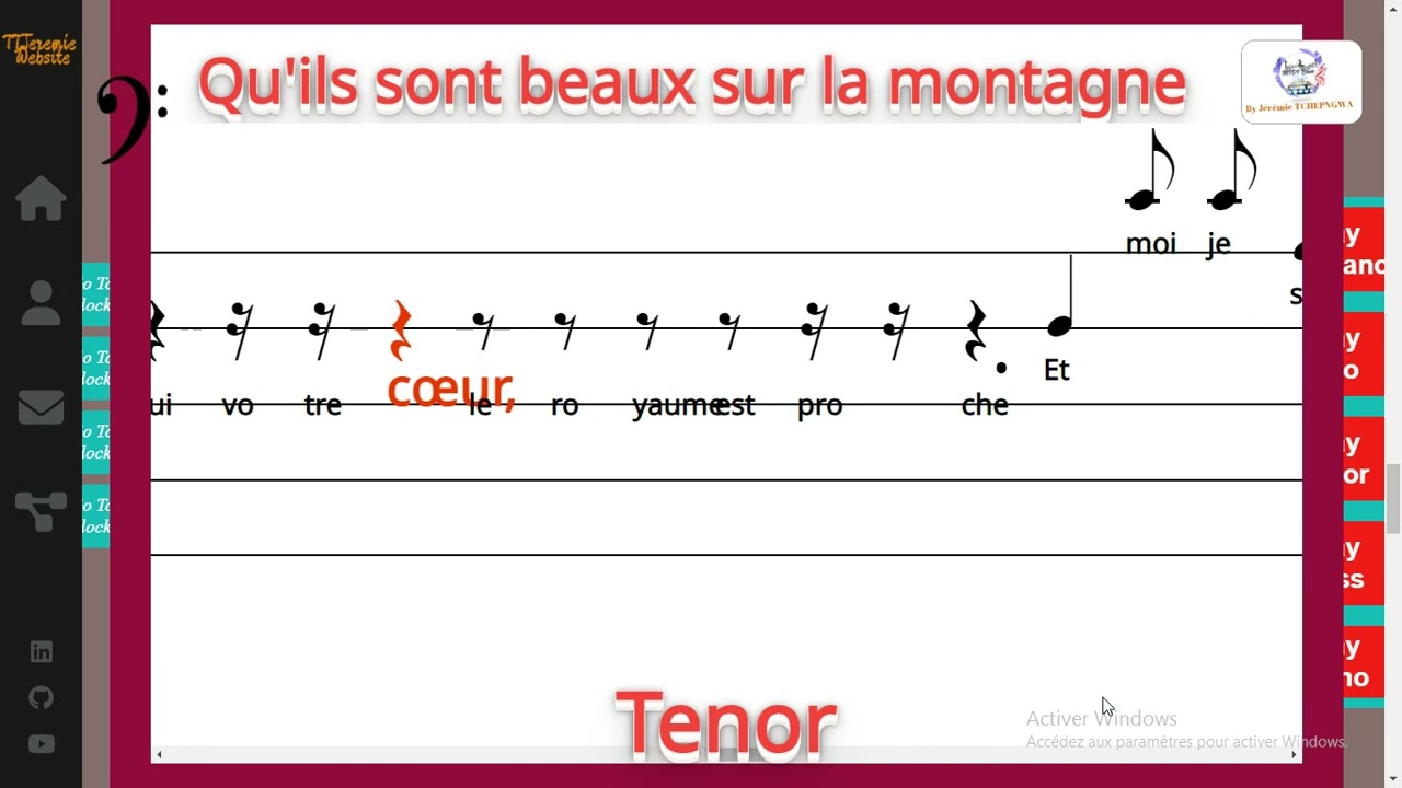 Qu'ils sont beaux sur la montagne - Tenor