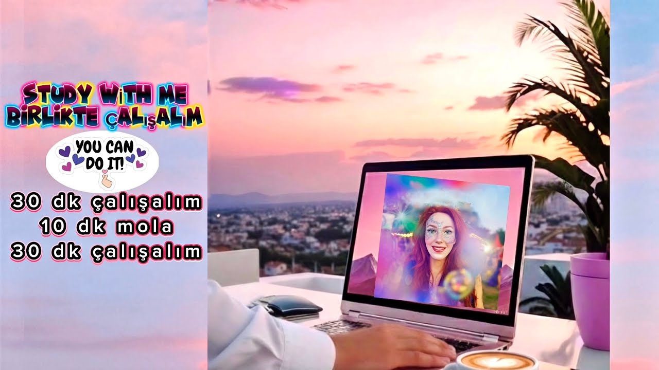Study With Me •Birlikte Çalışalım | Up Pomodoro | Deniz Dalga Sesi | 70'lik Çalışma | 30+30 = 60’