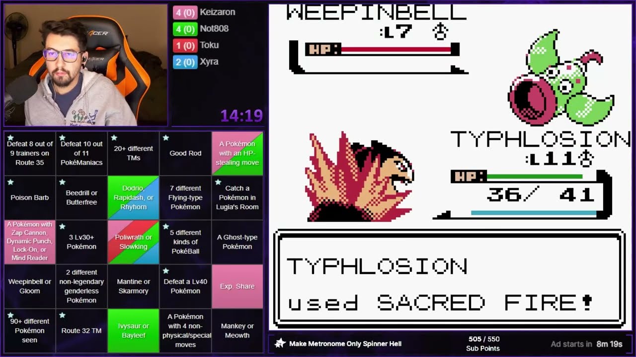 Pokemon Crystal Randomizer Blackout Bingo - Nov. 23, 2025 (Game 3)