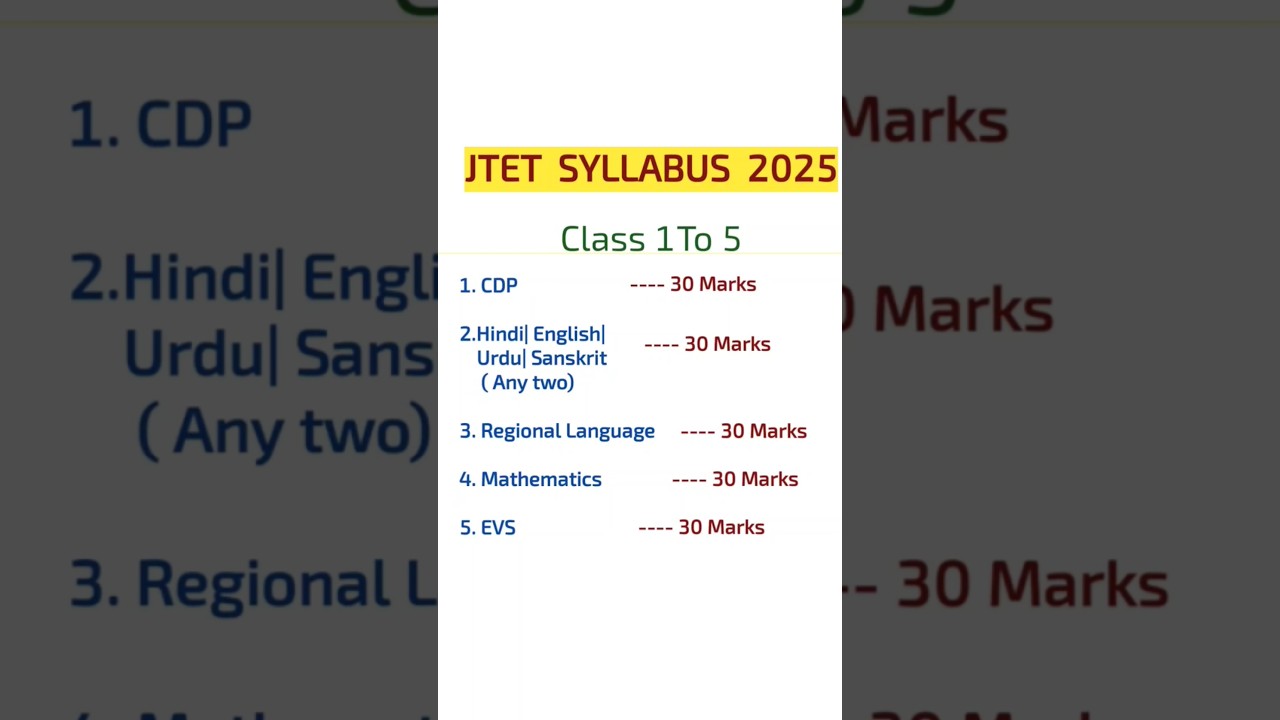 JTET New Syllabus 2025 || JTET ||Jharkhand TET Syllabus||