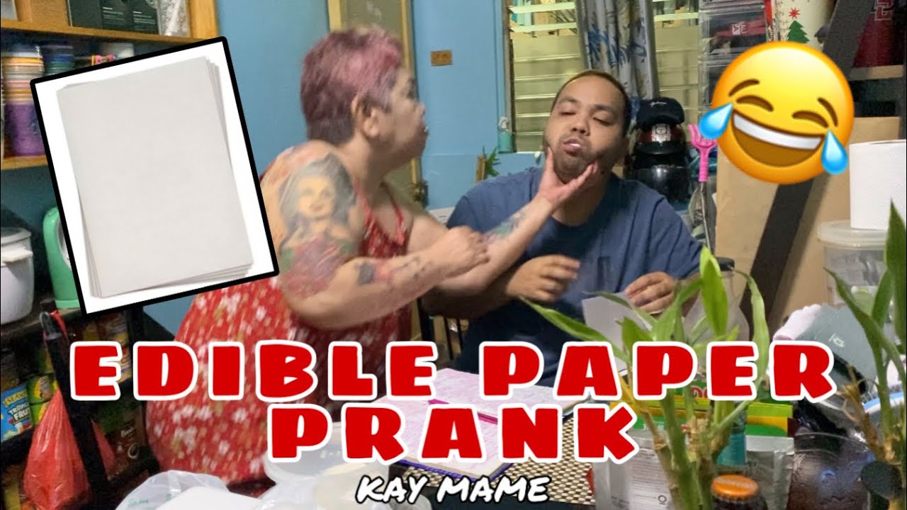 EDIBLE PAPER PRANK KAY MAME (nabugbog ako)