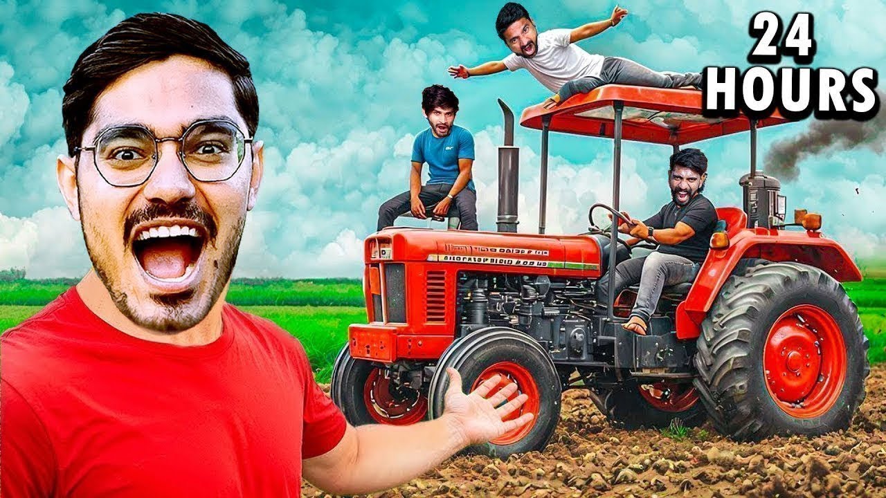 Living 24 Hours in Tractor Challenge   अब 24 घंटे ट्रेक्टर से नीचे नहीं उतर सकते🥵   Do Not Try