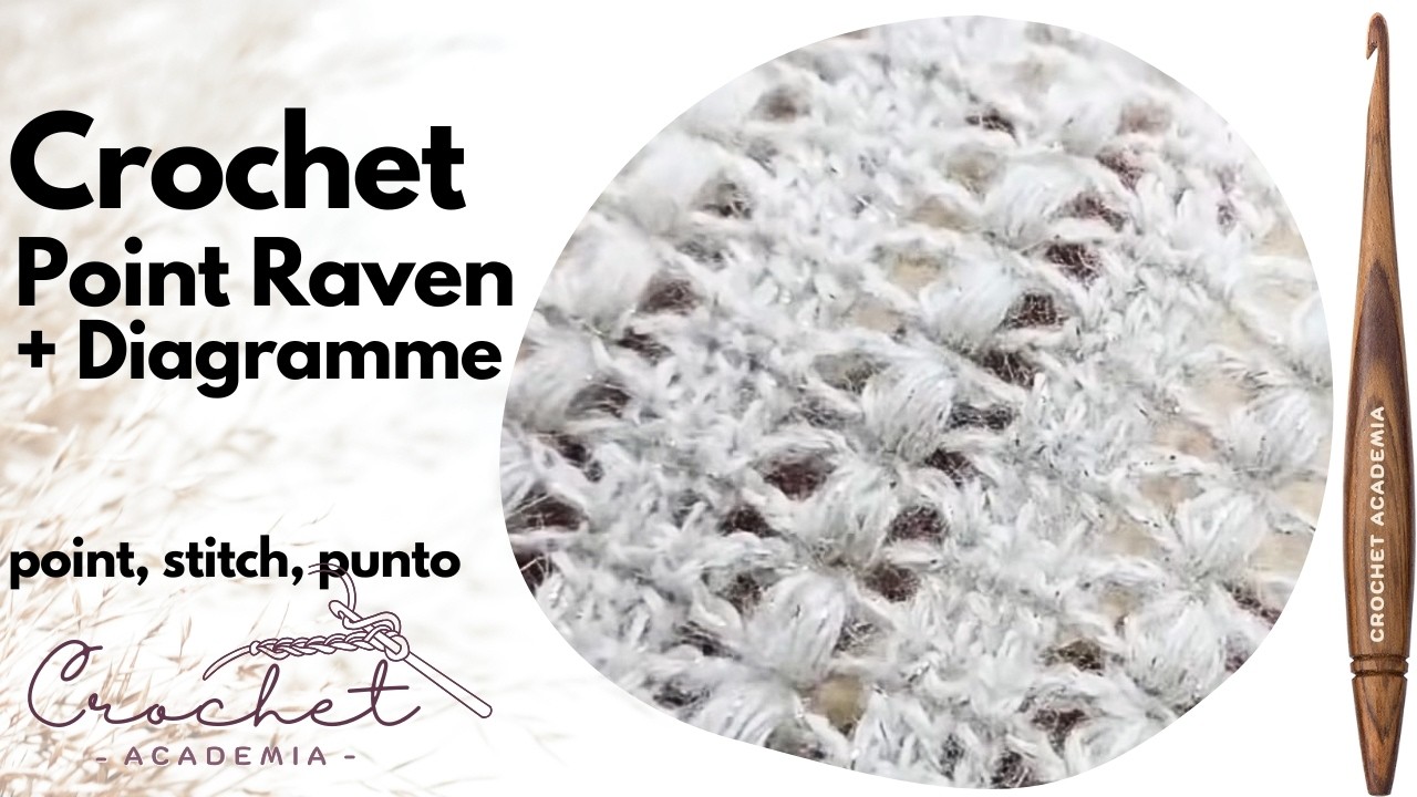 Point Raven + Diagramme  Crochet Stitch // Point // Punto // Ponto  @𝑪𝑹𝑶𝑪𝑯𝑬𝑻𝑨𝑪𝑨𝑫𝑬𝑴𝑰𝑨