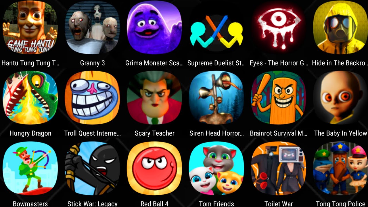 Gramic Monster Scary survival,Hantu Tung Tung Sahur,Eyes,The Baby In Yellow,Granny 3,Red Ball 4.....