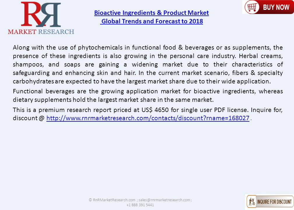 Bioactive Ingredients Market Analysis & Forecast to 2018